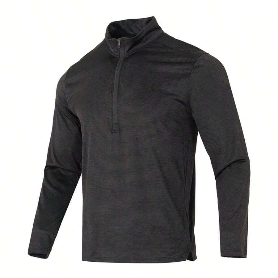 Under Armour 男士 UA Tech Vent 半拉链黑色轻便舒适休闲上衣，训练服 1382184-001 - 黑色 - 查看 1