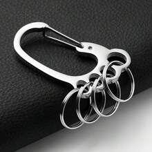 1/2 piezas Llavero con forma de pie pequeño de acero inoxidable, Llavero personalizado de múltiples anillos para cinturón de coche, Accesorio de llavero, Equipo de camping, Artículos esenciales de camping - Plateado - Ver 3