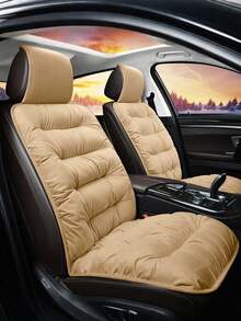 1pc Car Front Single Seat Cushion, Winter Plush Single Piece With Backrest, Thickened Velvet Warm Car Seat Cushion, Universal Winter Seat Cushion - one-size - View 3