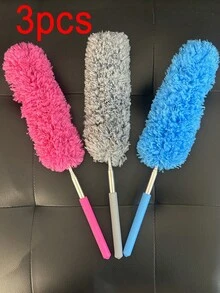 1 pieza Plumero de fibra ultrafina extensible con mango súper largo de 85 cm, reutilizable, lavable, flexible, mango retráctil, adecuado para uso doméstico y de oficina, portátil, cabezal de plumero flexible y mango largo para limpiar ventiladores de techo, techos altos, persianas, muebles y polvo de automóviles. - Multicolor - Ver 15