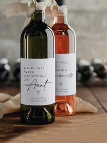 Customized Pregnancy Announcement Wine Or Champagne Label Gifts, Creative Custom Bottle Sticker Gifts, Customized Anniversary Gifts, New Year Gifts, Couple Anniversary Gifts, Personalized Baby Grandparent Champagne Stickers - Multicolor - View 4