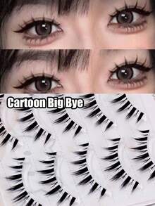 5 Pairs Fairy Natural Lash Extension Cross Curling Wispy False Eyelashes Daily Eye Makeup Tools - Black - View 2