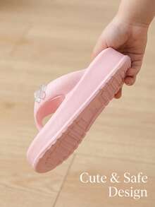 Comfortable Girls' Slippers For Outdoor Travel And Leisure, Girls' Slippers For Indoor And Outdoor Use, Family Slippers, Thick Soles, Versatile, Fashionable, Simple, Toe-Exposed, Lightweight, Beach Sandals, Girls' Sandals For Spring And Summer, General Children's Slippers (It Is Recommended To Order One Size Larger) - 粉色 - 查看 4