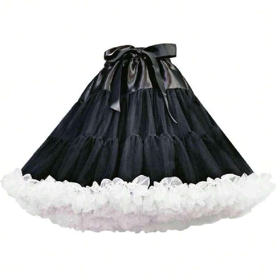 Women's Dual Purpose Of Petticoat And Skirt Above Knee Underskirt Multicolour Tutu Skirt Fluffy Ballet Dress,35624136 - trắng - Xem 1