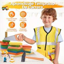 AUTOWT Disfraces de Construccion para Niños 13PCS Disfraz de Pequeño Constructor Chaleco con Cinturon Herramientas y Gorra para Halloween Juguetes Rol Fiesta Cumpleaños Niños 3 4 5 6 AñosConveniente y duradero, favorito para niños - Multicolor - Ver 7