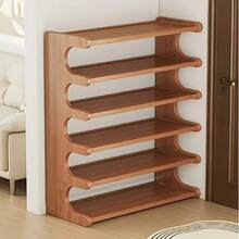 Estuche de almacenamiento para entrada de madera sólida y bambú multicapa, zapatero de bambú  6 Niveles , ahorro de espacio en el hogar o dormitorio, puede acomodar múltiples pares de zapatos , solución de almacenaje para dormitorios Almacenamiento a prueba de polvo - Ideal para Año Nuevo, Día de Año Nuevo, Día de San Valentín, - Camel - Ver 9