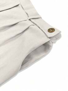 Plus Size Ankle Pants, Solid Color Ruched Slant Pocket Slim Fit Trousers, Fashionable Design Elegant Style, Suitable For Commuting, Office, Dating, Wedding, Christmas, Chinese New Year - Apricot - View 3