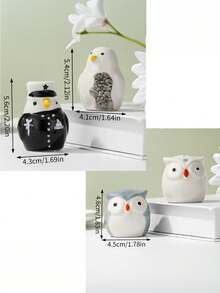 卡通陶瓷调料罐两件套 - 猫头鹰/鱼/企鹅造型。适用于厨房存放盐和胡椒粉，动物造型调料瓶，陶瓷盐和胡椒粉套装，厨房调料收纳，装饰性厨房配件，可爱厨房礼品，调料罐，卡通厨房装饰，调料瓶套装。