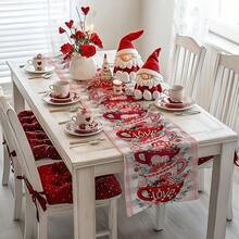 Single-Pack Valentine's Day Table Runner With Heart And Eucalyptus Leaf Pattern; Can Also Be Used As A Mug Decoration. Pink Buffalo Plaid Burlap Farmhouse Style Indoor/Outdoor Holiday And Anniversary Decoration, Suitable For Family Gatherings. Sizes: 13 X 36 Inches, 13 X 72 Inches. - 玫瑰紅 - 查看 3