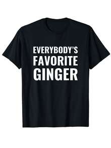Everybody'S Favorite Ginger" Men'S Funny Redhead St. Patrick'S Day T-Shirt - Classic Black , Casual & Comfortable For Travel, Sports & Daily Wear, Short Sleeve, Round Neck, Sports Shirt |   Humorous Slogan Tee, Perfect Birthday Christmas Mother's Day Gift Size - 黑色 - 查看 1