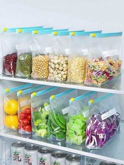 45pcs Airtight Seal Storage Bag Set, Ziplock Bags, Assorted Sizes (20pcs Small, 15pcs Medium, 10pcs Large) For Sandwiches, Meat, Fruits, Vegetables, Grains, Snacks, Kitchen Storage And Organization, Kitchen Accessories