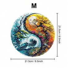 1pc Yin Yang Landscape Wooden Jigsaw Puzzle, Asymmetrical Animal Shaped Wooden Puzzle Toy, Unique Party Game Gift, Decorative Art Puzzle, Tabletop Magic Puzzle, Creative Children's Educational Puzzle, Holiday Gift, Adult Wooden Puzzle, Thanksgiving/New Year/Birthday Gift (2D Puzzle)