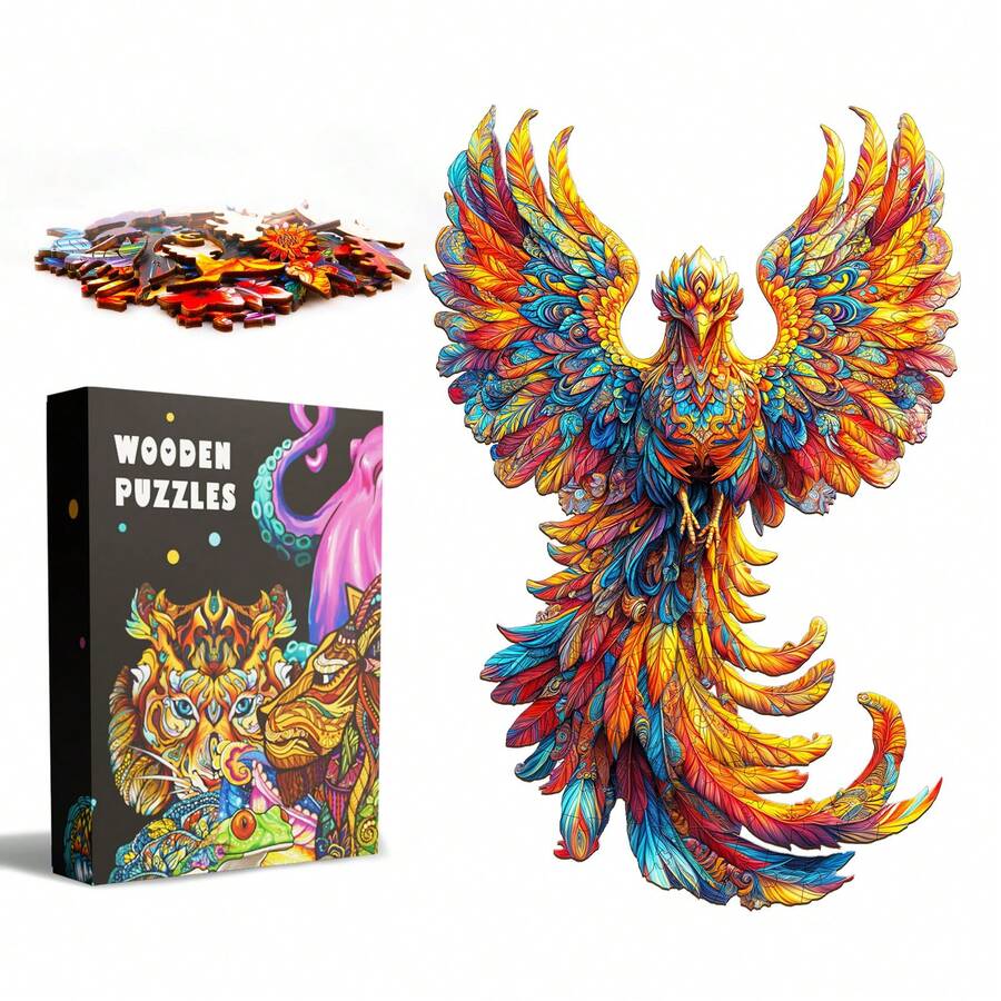 1件 Flameborn 木製不對稱拼圖,動物造型 2D 拼圖玩具,適合兒童與成人,教育遊戲,派對、節日、聖誕與生日禮物,獨特魔幻桌面裝飾創意木製拼圖禮品 - 彩色 - 查看 1