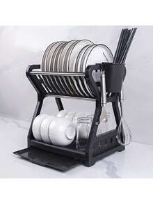 1个厨房碗碟晾干架，双层餐具收纳架 - 彩色 - 查看 9