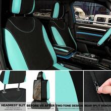 BBTO 43 Pcs Bling Car Accessories Set For Women Front Seats And Rear Bench Polyester Car Seat Protectors Wheel Cover Seat Floor Mats Full Crystal Automotive Interior Decor Mint Green - MintGreen - View 4
