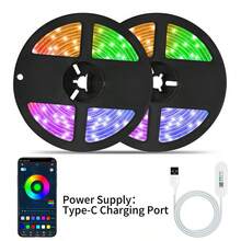 31" Floating Bathroom Vanity With Sink, Modern Bathroom Vanities LED Light, Black Bathroom Sink Cabinet With 2 Doors & Metal Handles, Black/ White/ Grey - 灰色 - 查看 3