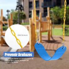 YQQ TECHVIDA Juego de 3 Asientos de Columpio Resistentes Juego de Columpios para Jardin Columpio al Aire Libre con Cadenas revestidas de plástico y mosquetón Soporte de 440 Libras Verde Azul Rojo2179 - VerdeAzulRojo - Ver 4
