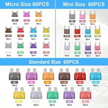 180pcs Automotive Fuse Assortment Kit | 60pcs Mini Fuses + 60pcs Standard Fuses + 60pcs Micro Blade Fuses + 1pc Fuse Puller - Total 11 Sizes: 2A, 3A, 5A, 7.5A, 10A, 15A, 20A, 25A, 30A, 35A, 40A - Multicolor - View 7