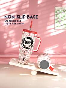 Meoky 40oz Tumbler with Handle and Straw, Insulated Cup, Vacuum Insulated Water Bottle, Tumbler with Lid and Straw, Insulated Stainless Steel Travel Mug, 100% Leak-proof, Keeps Cold for 34 Hours or Hot for 10 Hours (Black Butterfly) - 紅色 - 查看 5