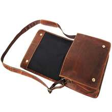 Leather Messenger Bag Laptop Case Office Briefcase - 11 inch - Xem 6