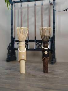 1支紫色竹制长柄茶刷，竹制茶筅，茶道配件，抹茶刷，节日礼物