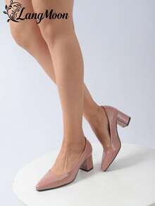 LangMoon 2026 New Arrival Sparkling Sequin Thick Heel High Heels - Comfortable Versatile Sexy Design, Shiny Sequin Inspired Sexy European Style, Suitable For Parties, Gatherings, Nights Out, And Casual Chic Outfits, Premium Quality Soft Insole Non-Constrictive, Women's High Heels, Ideal For Wedding Season And Various Holidays - Pink - Glossy - View 6