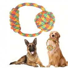1 pieza Juguete de cuerda anudado de color aleatorio para mascotas, juguete para morder de perro, juguete para la limpieza dental de cuerda, extra grande y grueso para perros medianos/grandes, juguete interactivo de tira y afloja - Multicolor - Ver 10