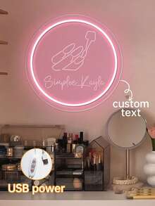 Customized Neon Sign For Nail Salon, Personalized Nail Art Neon Sign Designed Specifically For Nail Salons, USB-Powered LED Nail Art Wall Decor Sign. - The Perfect Choice For Personalized Gifts And Beauty Studio Decor! - Nails Neon - View 2