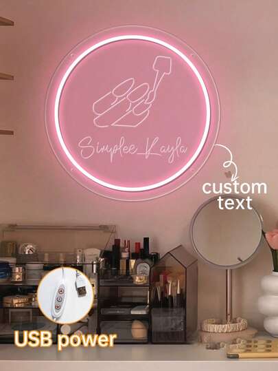 Anpassad neonskylt för nagelsalong, personlig nagelkonst-neonskylt designad specifikt för nagelsalonger, USB-driven LED-väggdekorationsskylt för nagelkonst. - Det perfekta valet för personliga presenter och dekoration för skönhetsstudior!