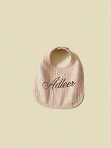 1pc Custom Text Printed Baby Bib, U-Shaped Drool Bib, Breathable & Soft - Multicolor - View 10