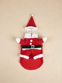 PETSIN 1 套寵物聖誕服裝,包括聖誕老人衣服、帽子和冬季狗和貓站立兩英尺衣服