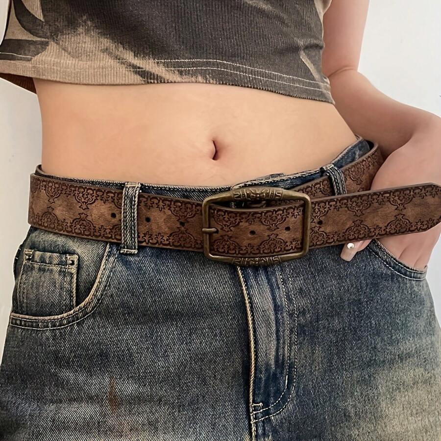 American Style Men's Belt, Y2K Women's New Style, High-End  Retro Brown, Suitable For Young Women To Pair With Dresses - màu nâu - Xem 1
