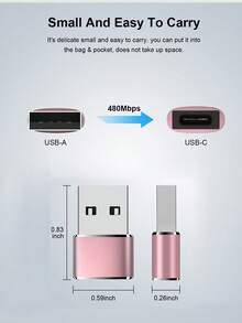 USB C 母口转 USB 公口适配器，Type-C 母口转 USB 公口适配器，Type C 转 USB A 充电转换器，兼容 15 Plus 13 12 11 Pro Max，兼容三星 Galaxy S23 S22 S21 S20 Ultra，兼容 Series 7 8 SE，iPad Air USB C 母口转 USB 公口适配器套装 [铝合金外壳，旅行必备] Type C 充电线电源转换器 CarPlay 等。 - 粉色 - 查看 3