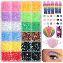 12 màu đá giả kim cương giả bằng nhựa dẻo, thích hợp để trang trí móng tay, đá phẳng dùng cho đồ thủ công DIY, quần áo, giày dép, bộ trang trí móng tay và trang điểm, vật liệu tranh đính kim cương, vật liệu làm móng, món quà tuyệt vời cho gia đình và bạn bè. - Nhiều màu - Xem 7