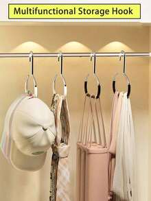 Hanging Hat Organizer Rack For Dorm Closet, Multi-Functional Hat Display Shelf, Baseball Cap Storage Rack, Stainless Steel Hat Hanger, Travel Essential, Back To School Essential - Black and White - View 7