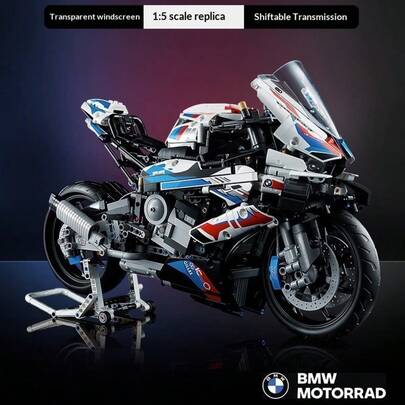 Set de bloques de construcción de motocicleta, talla grande de 1000 piezas, kit de modelo de deportiva, juguete de construcción técnica para adolescentes y adultos, modelo de exhibición coleccionable, material de ABS, regalo perfecto para entusiastas de las motocicletas