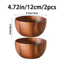 1/2/4/8 piezas Cuencos de madera de acacia con forma de calabaza hechos a mano - Cuencos redondos de madera para ensalada/aperitivos para palomitas, pasta, caramelos, cereales, crema de coco, aperitivos, cocina, diseño rústico, platos de madera hechos a mano, platos para salsa de inmersión 8cm/12.5cm/14cm/16cm