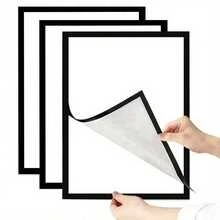 3pcs Modern Magnetic Wall-Mounted Photo Frames - Self-Adhesive Portable Plastic Display Frames For Photos And Documents, Vertical, Matte Black & White Surface, File Folder | Minimalist Decor | Self-Adhesive Photo Frames, Magnetic Frames - Multicolor - View 12