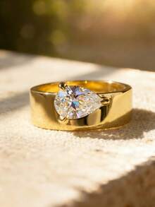 1pc Classic Minimalist Teardrop Zirconia 925 Sterling Silver Ring, Elegant European Vintage Style, Women's Jewelry Gift Suitable For Balls, Gatherings And Parties - nhẫn giọt nước - Xem 8