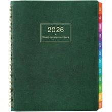 2026 Appointment Book, Daily And Hourly Planner, 2026 January 2026 - December 2026, 9 X 11 Inch Weekly Planner, 2026 Appointment Book, 15-Minute Intervals, Flexible Green Cover - 8"x10"+2025 Planner/Book - Black - View 9