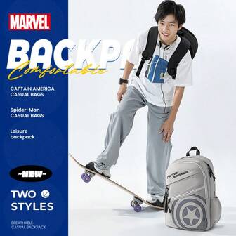  Disney Marvel Spider-Man Backpack For Years 3-6 Pupils Large Capacity Lightweight Rucksack Junior Secondary School Student Backpack Splash-Resistant