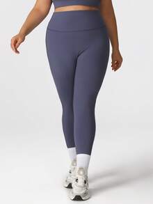 Sodalemon Plus Size Women Compression Leggings, Seamless Elastic Tights For Dance, Yoga, Running, Outdoor Sports - 藍色 - 查看 7