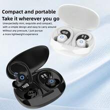 The K09 Bluetooth Sports Earphones Feature In-Ear Wireless Bluetooth 5.3, Deep Bass, A High-Definition Microphone, 50 Hours Of Battery Life, Dual LED Displays, A USB-C Port, And IP7 Water Resistance. Suitable For Work, Exercise, And Jogging. - 黑色 - 查看 2
