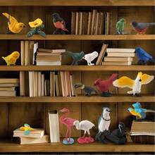 10 件/套逼真的塑料实心野生鸟类动物玩具，包括绿鹦鹉、金刚鹦鹉、长尾小鹦鹉、玄凤鹦鹉、巨嘴鸟、猫头鹰、蜂鸟、火烈鸟、白鹭，可用于儿童早期教育和认知，适合作为圣诞节和生日礼物 - 彩色 - 查看 8