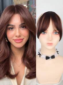 Synthesis Wig Middle-Part Bangs Hair Extensions Clip In Forehead Natural Seamless French Oblique Bangs Eight-Character Bangs Perfect For Everyday Wear - Multicolor - View 17