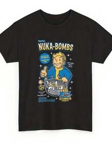 2026 Fallout Nuka-Bombs Graphic T-Shirt - Retro Gaming Design Soft Cotton Regular Fit Crew Neck Black Adult Size Machine Washable - Back 6 - View 6