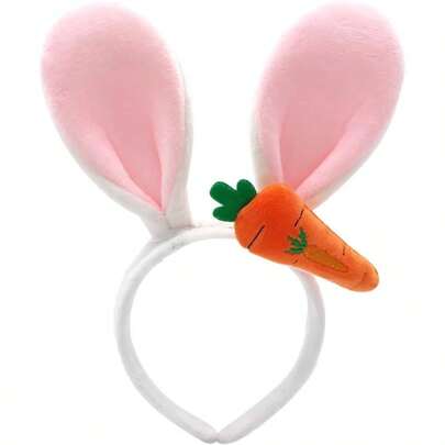 Diademas de Pascua para mujeres y hombres, bandas esponjosas para el pelo de orejas de conejo, diadema de zanahoria, accesorios para el cabello de Pascua, 1