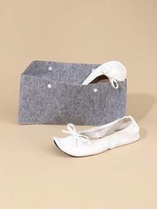 Dép nữ nhẹ, tạo cảm giác như đi chân trần, thời trang thường ngày, mềm mại và thoải mái, đa năng, mỏng, có thể gấp gọn, dễ xỏ, thích hợp cho khiêu vũ. - trắng - Xem 5