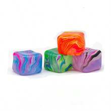 Matching Swirl Pattern Square Malt Sugar Squeeze Stress Relief Toy, Slow Rebound Stress Ball, Relieve Anxiety - Multicolor - View 6