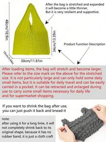 1 件折叠褶皱收纳袋魔术扩展气泡弹力稻草袋迷你袋大容量购物袋柔性拉伸袋可重复使用折叠购物手提袋旅行便携式收纳袋 - 彩色 - 查看 6